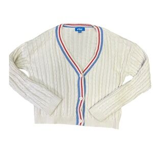 Prince Pickleball Cardigan Sweater Womens XL Cream Knit Button Front Sporty Prep